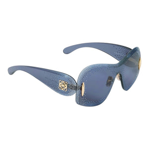 Loewe Anagram 145MM Mask Shield Sunglasses Grey Gradient Rimless Blue Oversized Visor