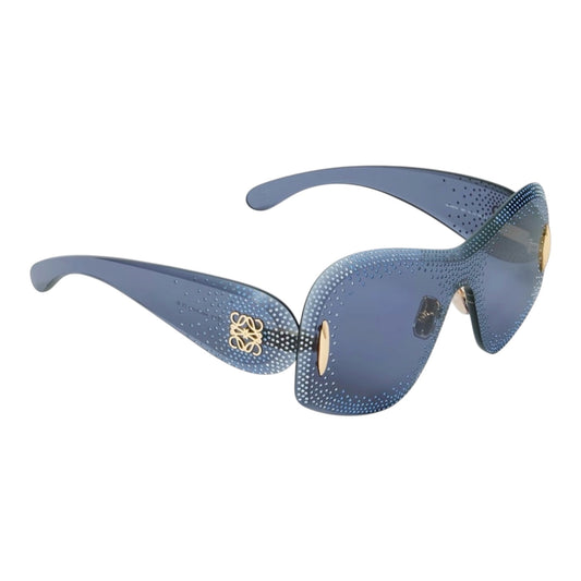 Loewe Anagram 145MM Mask Shield Sunglasses Grey Gradient Rimless Blue Oversized Visor