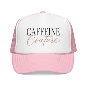 Caffeine Couture Trucker Hat — Pink Foam Coffee Lover Cap