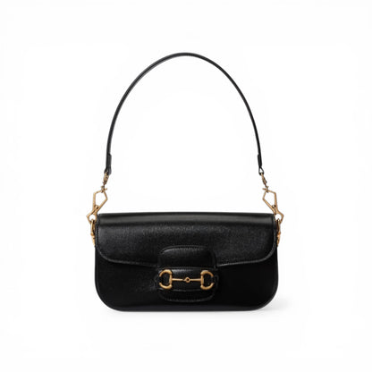 Gucci Black Leather 1955 Horsebit Shoulder Bag
