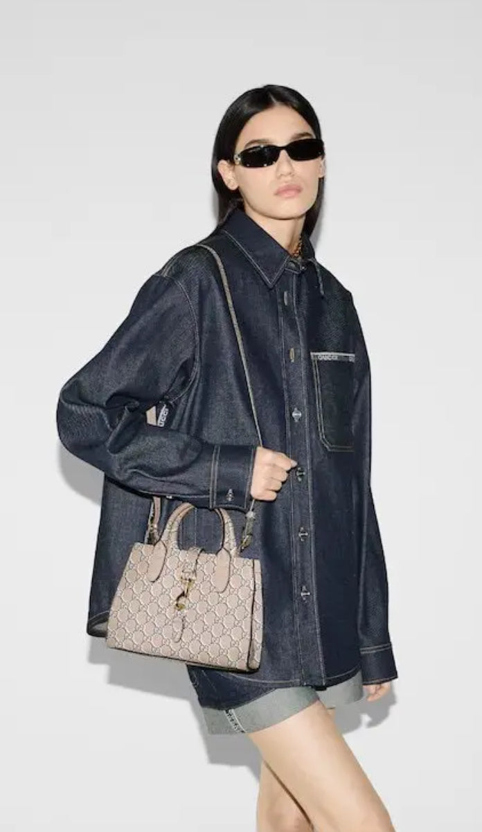 NEW Small Gucci Jackie shadow tote bag with strap