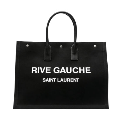 Saint Laurent Rive Gauche Black Canvas Tote Bag