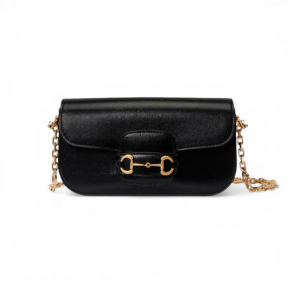 Gucci Black Leather 1955 Horsebit Shoulder Bag