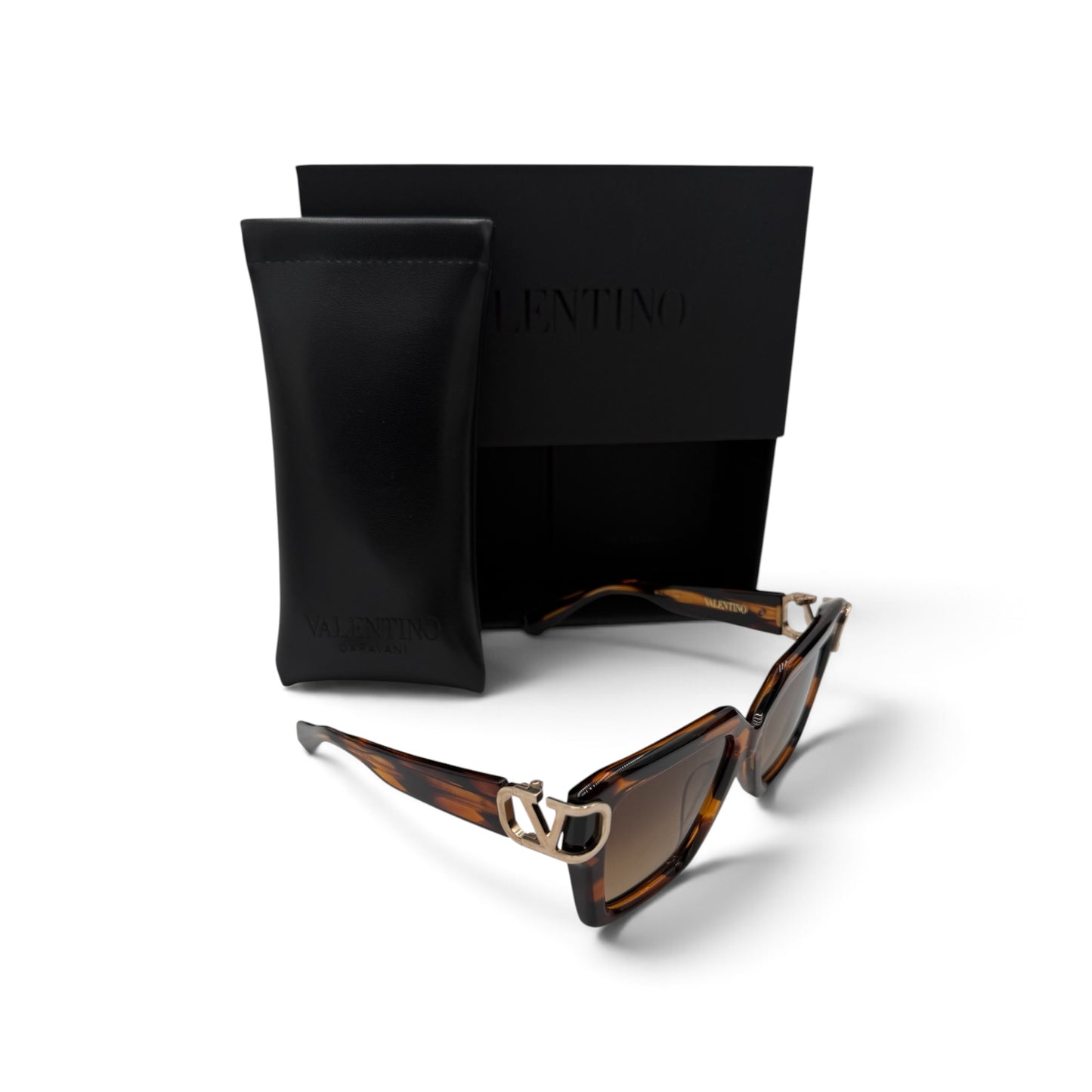 Valentino Garavani VLogo Tortoiseshell Square Sunglasses