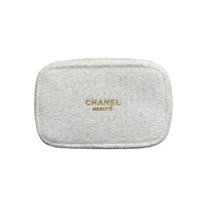 Chanel Beauté Plush Cosmetic Pouch with Gold Charm – Luxury Beauty Makeup Bag