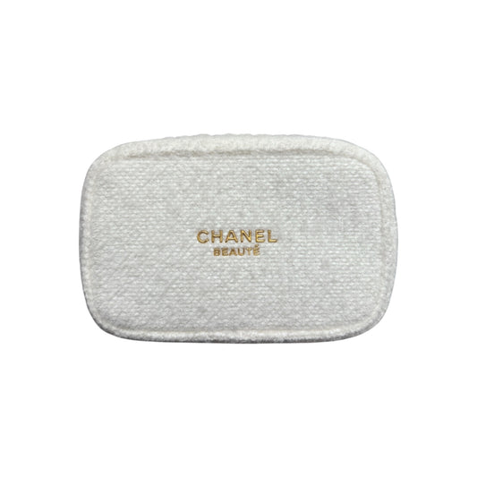Chanel Beauté Plush Cosmetic Pouch with Gold Charm – Luxury Beauty Makeup Bag