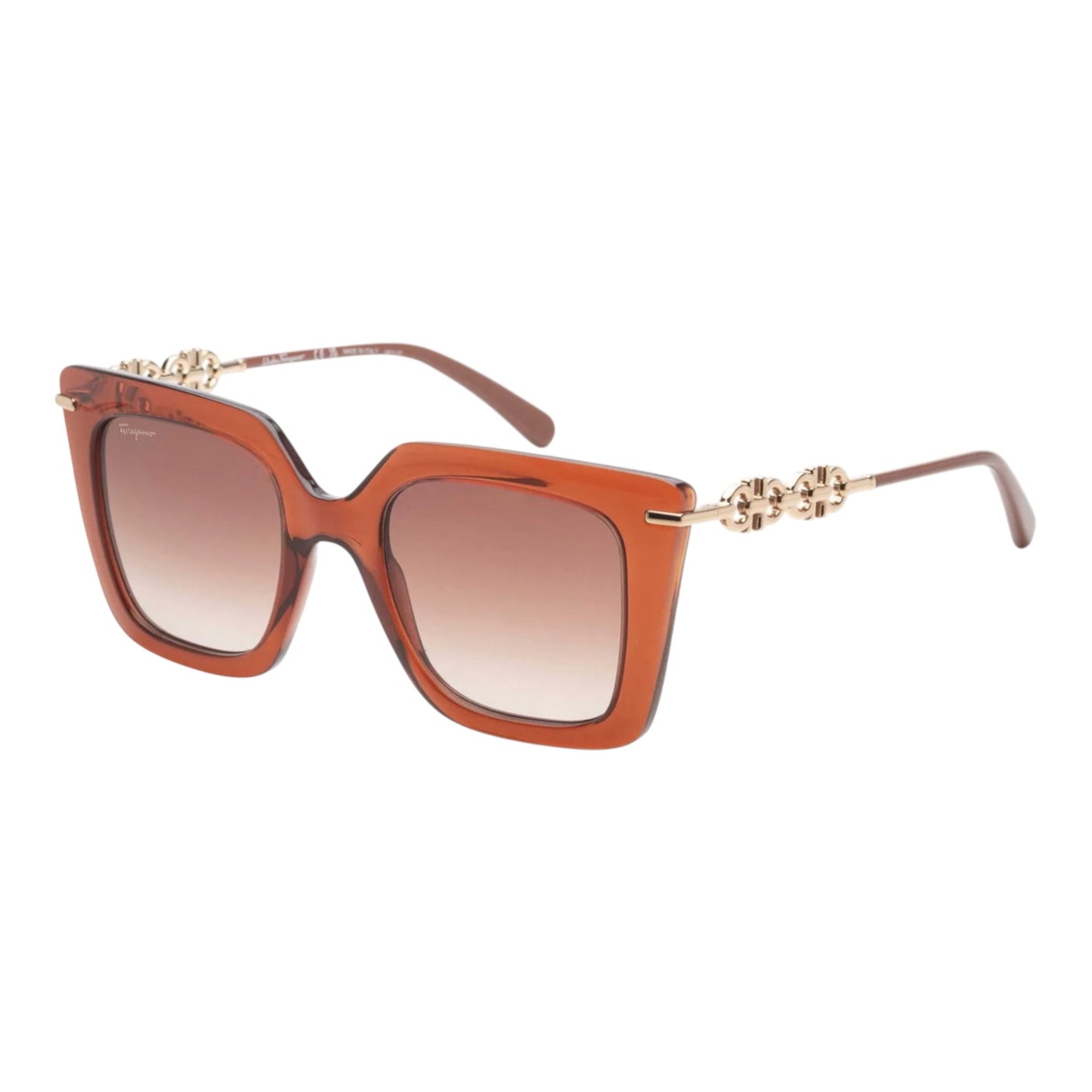 Ferragamo Brown Gancini Square Sunglasses