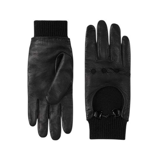 Gucci Black Horsebit Leather Gloves