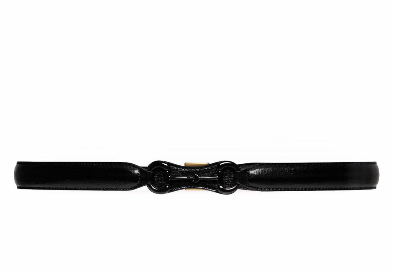 Gucci Horsebit Black enamel and leather belt