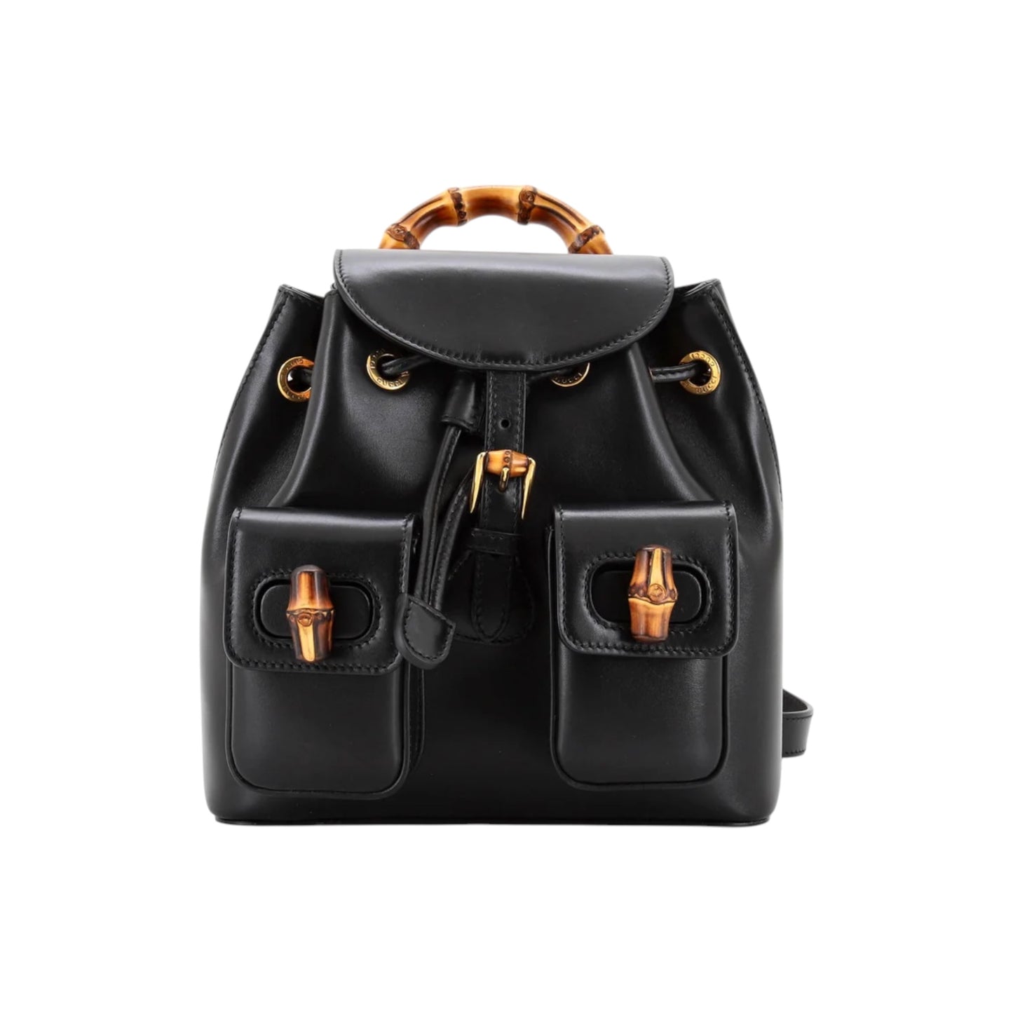 Gucci Small Bamboo Handle Leather Backpack – Black