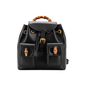 Gucci Small Bamboo Handle Leather Backpack – Black