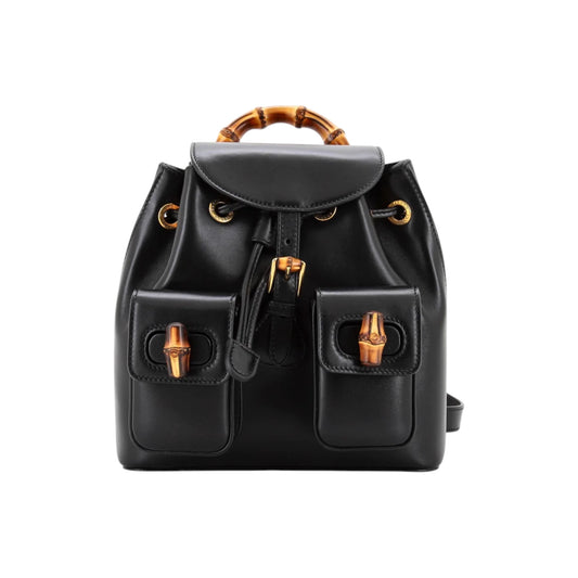 Gucci Small Bamboo Handle Leather Backpack – Black