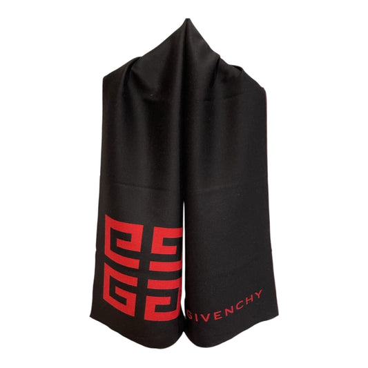 Givenchy Scarf Reversible Wool & Silk blend Black & Red