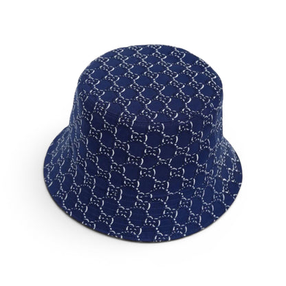 Gucci Shadow Bucket Hat Navy GG Monogram Cotton Designer Hat Unisex Authentic Luxury Bucket Hat