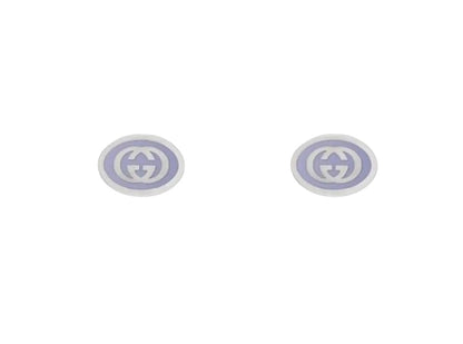 Gucci interlocking sterling silver lilac enamel Studs
