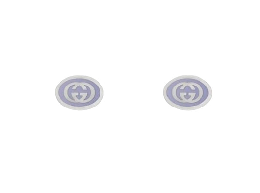 Gucci interlocking sterling silver lilac enamel Studs