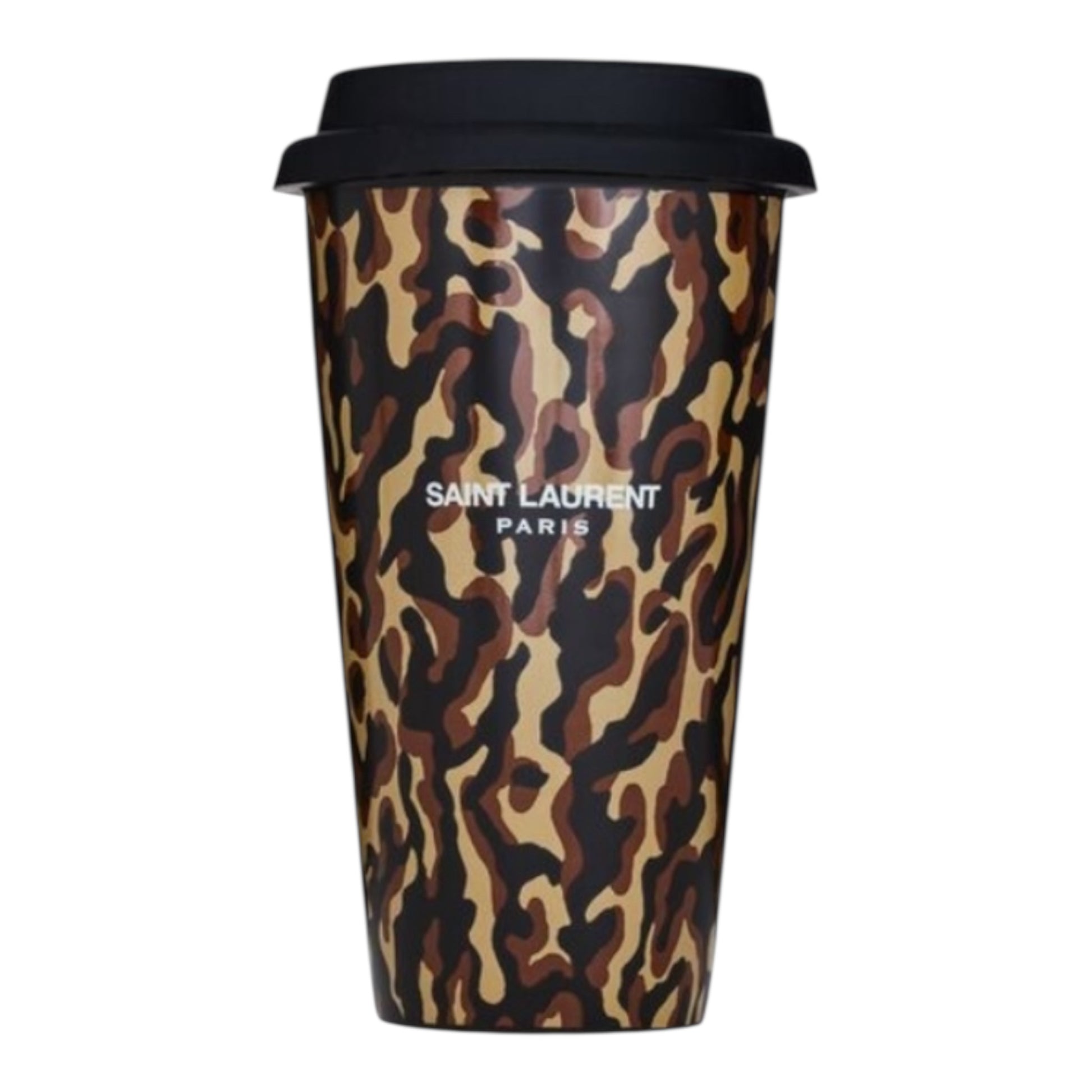Saint Laurent leopard ceramic mug with lid
Saint Laurent Paris designer coffee mug
Saint Laurent leopard print coffee cup