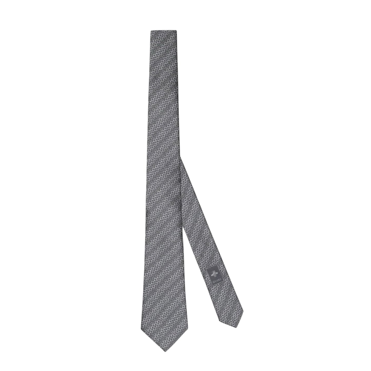 Gucci Horsebit Gray Jacquard Silk Tie