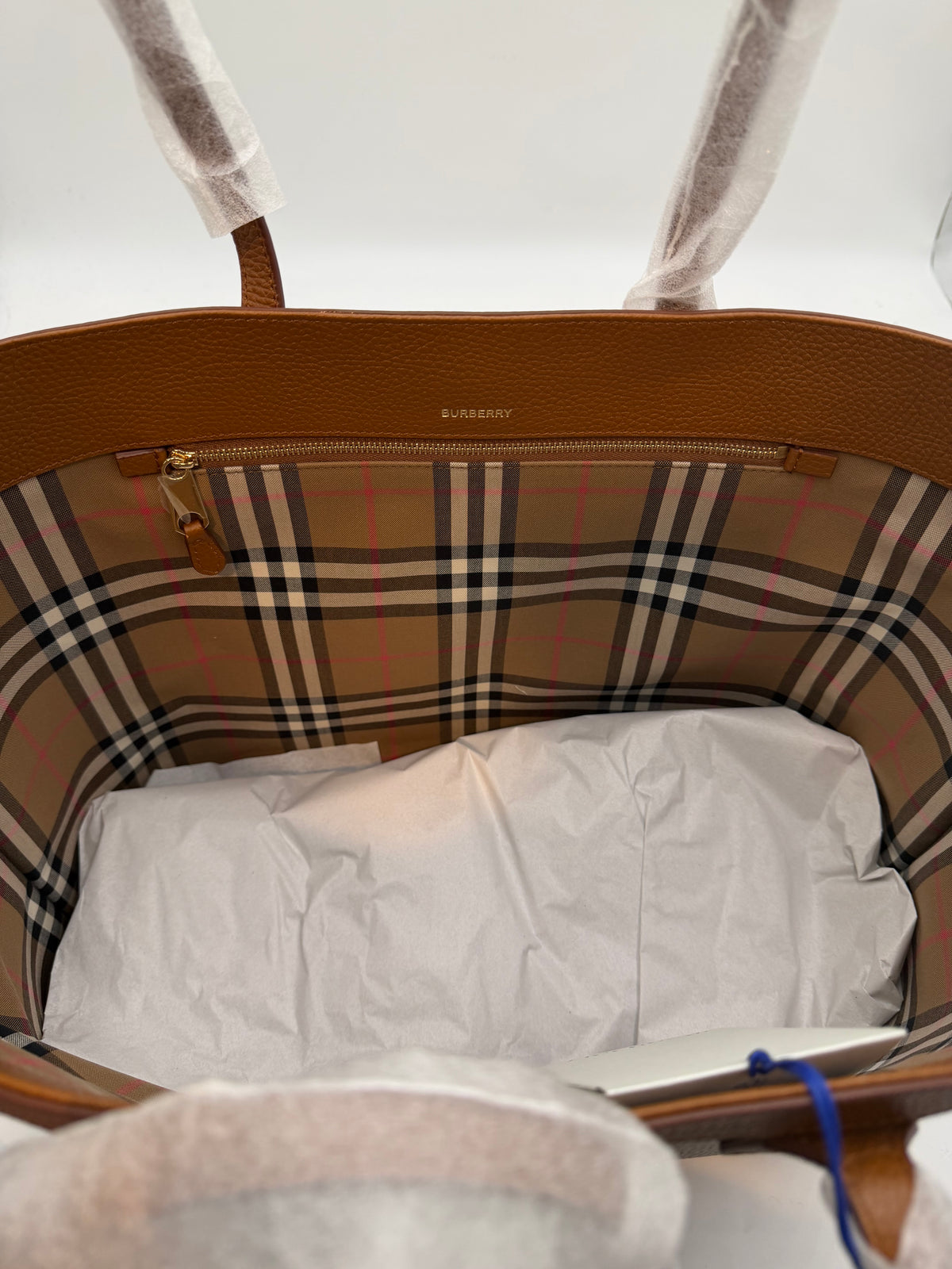 Burberry London Tan Leather Tote Bag - Tawny Brown