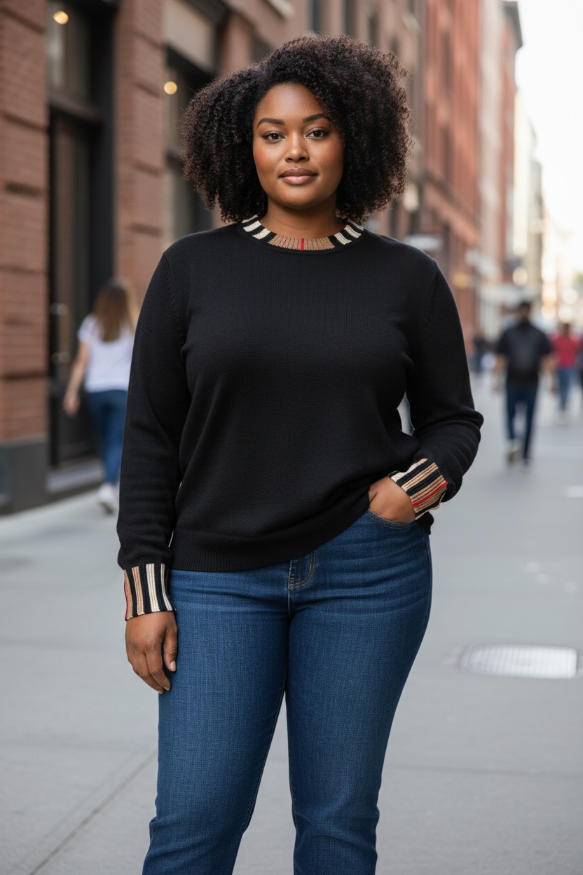 Burberry Eyre Icon Stripe Crewneck Sweater in Black