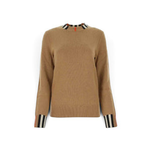 Burberry Eyre Icon Stripe Crewneck Sweater in Tan