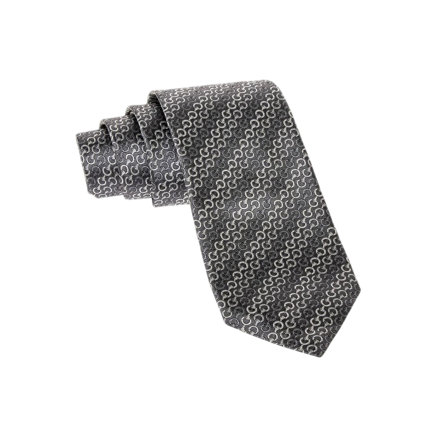 Gucci Horsebit Gray Jacquard Silk Tie