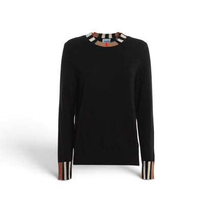 Burberry Eyre Icon Stripe Crewneck Sweater in Black