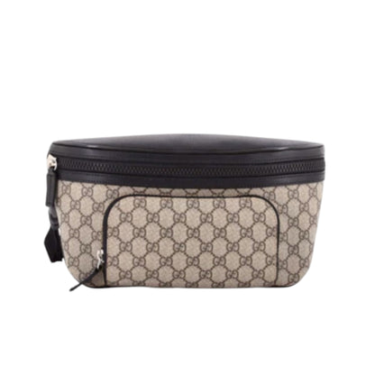 Gucci Supreme Eden Large Waist Bag / Belt Bag – GG Supreme Canvas & Black Leather Trim Sz 90
