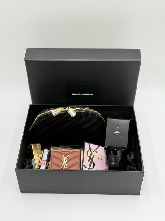 YSL Luxe Beauty Gift Box – Loveshine Lipstick (Nude Self) | Buff Dune Bronzer | 2.6 oz Candle | Curated Set