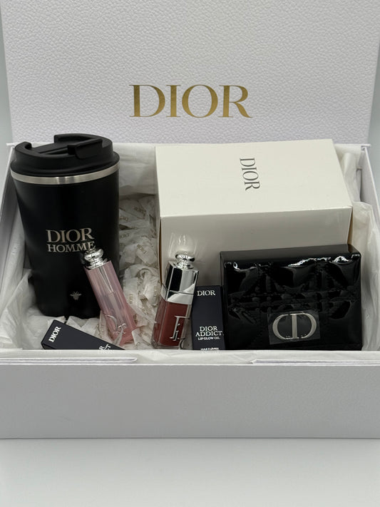 Dior Luxe Lifestyle Gift Box – Travel Tumbler | Lip Balm (Pink) | Lip Oil (Latte Glaze) | Limited Edition Lip Holder Case