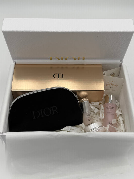 Dior Capture Totale Skincare Luxe Gift Box – Capture Totale Set | Velvet Pouch |Prestige Cotton Pads | Travel Case
