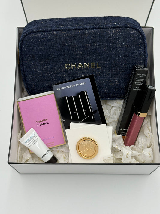 Chanel Luxe Beauty Gift Box – Limited Edition Pouch | Lip Gloss (Bourgeois) | Fragrance | Mascara | Phone Ring