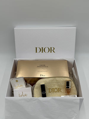 Dior J'adore/Prestige Luxe Gift Box – Cotton Pads | J’adore Cream | Mini Lipstick | Prestige Serum | Limited Edition Gold Pouch