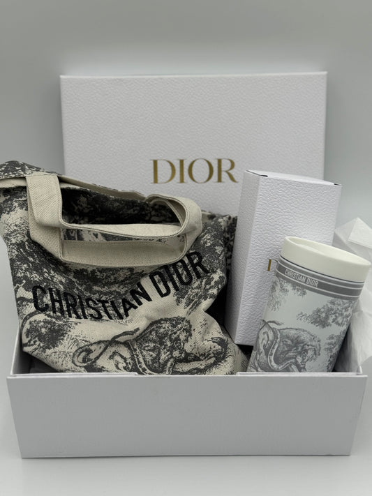 Dior Toile Beauty Set -  Tote & Dior Travel Tumbler