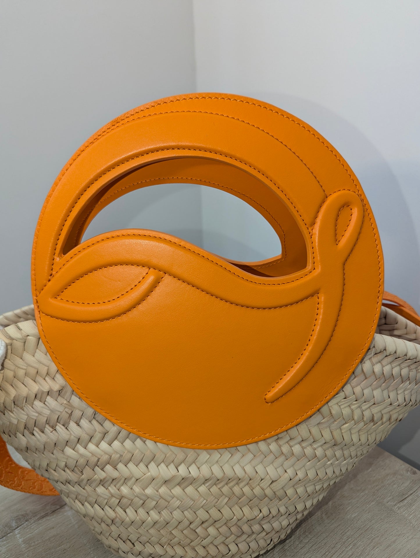 Christian Louboutin  Raffia w/ Orange Handle and Strap