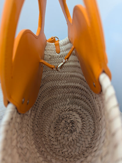 Christian Louboutin  Raffia w/ Orange Handle and Strap