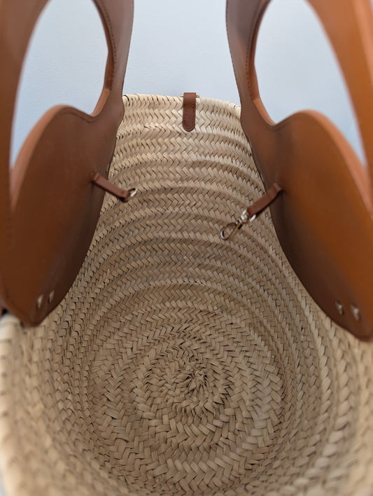 Christian Louboutin small Raffia Tote w/ Brown Handles and Strap