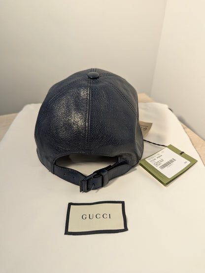 Gucci Midnight Navy Leather Baseball Cap