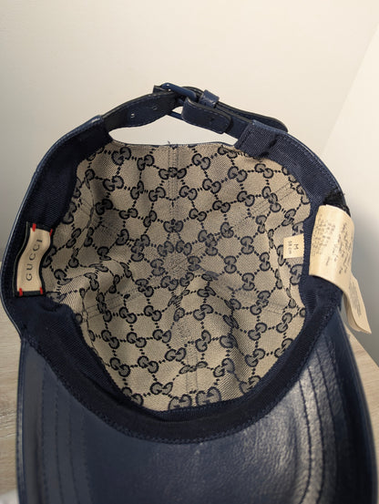 Gucci Midnight Navy Leather Baseball Cap