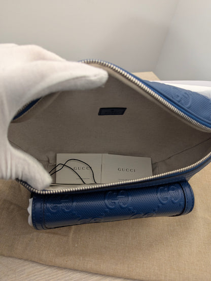 Gucci Belt Bag Jumbo GG Blue Leather