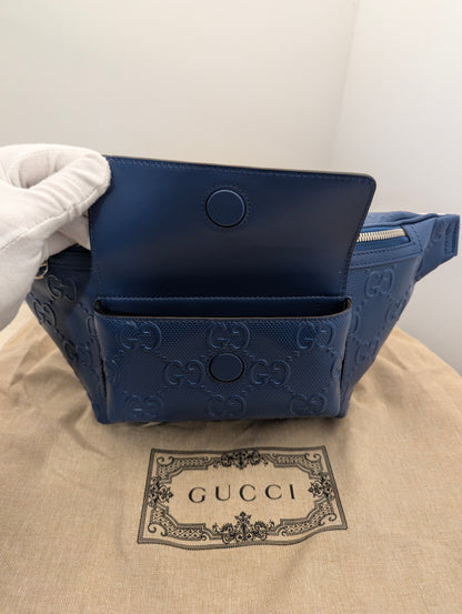 Gucci Belt Bag Jumbo GG Blue Leather
