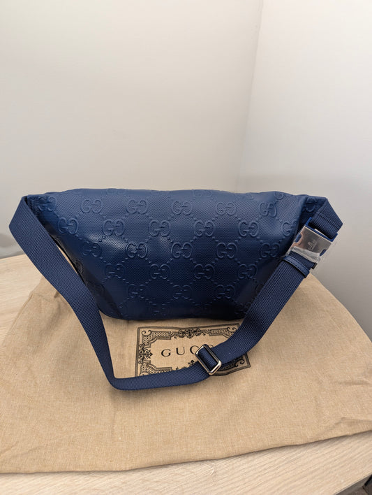 Gucci Belt Bag Jumbo GG Blue Leather