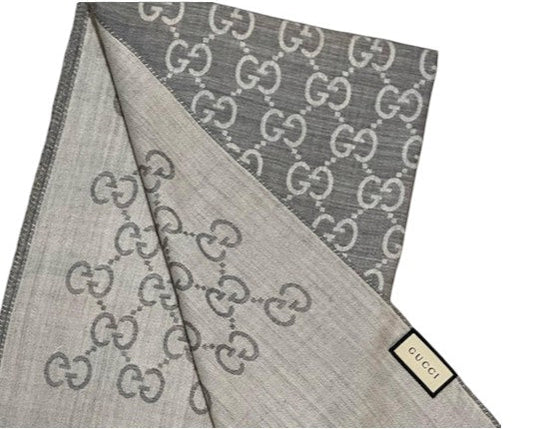 Gucci Grey Wool/Silk Blend Scarf Reversible