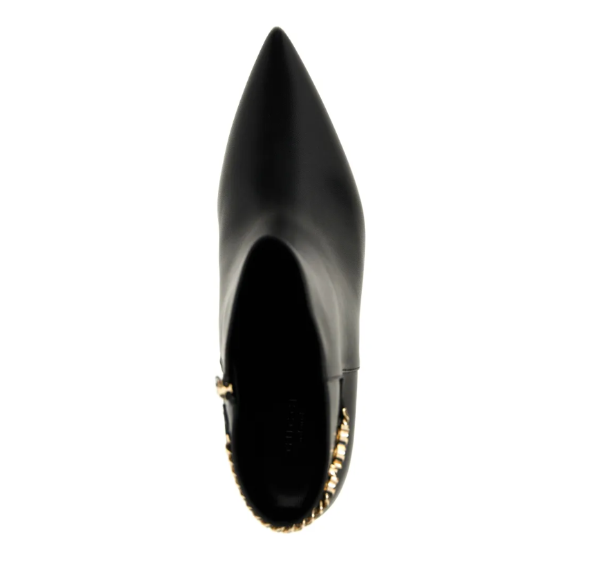 Gucci Signoria Leather Ankle Boots – Black Pointed Toe Stiletto Booties with Gold Logo Detail