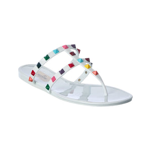Valentino Garavani Rockstud PVC Thong Sandals – White Multi
