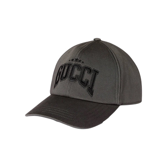 Gucci Grey Embroidered Logo Baseball Cap