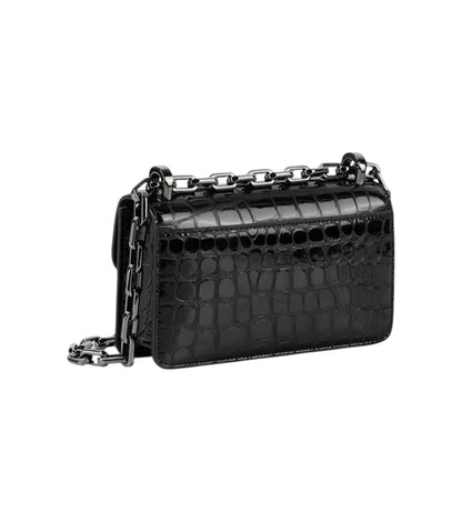 Christian Louboutin Loubi54 Black Croc-Effect Leather Shoulder Bag