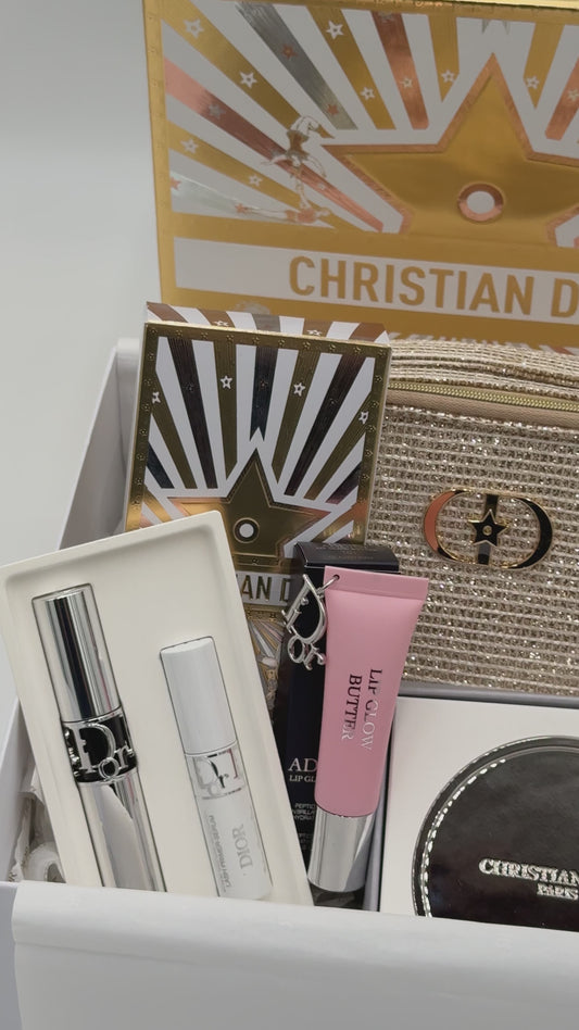 Dior Limited Edition Luxe Gift Box – Lip Glow Butter (Glazed Pink) | Mascara Duo | Gold Pouch | Dior Holder (SOLD OUT EXCLUSIVE)