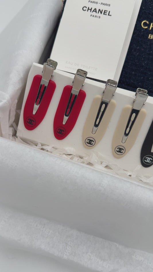 Chanel Limited Edition Luxe Gift Box – Tweed Pouch | Hair Clip Set | Lip Gloss (Bourgeoisie #119) | Fragrance & Beauty Samples