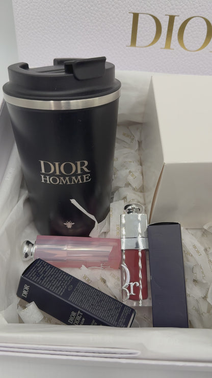 Dior Luxe Lifestyle Gift Box – Travel Tumbler | Lip Balm (Pink) | Lip Oil (Latte Glaze) | Limited Edition Lip Holder Case